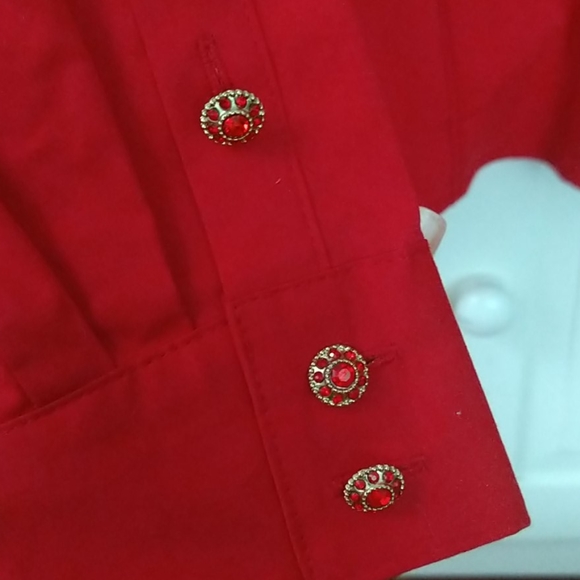 NWT NY&C Red Jewel Button-up Blouse XS - Picture 3 of 5